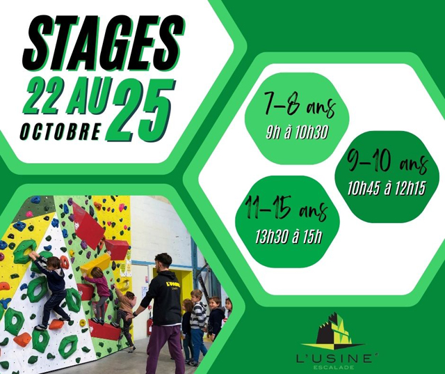 Stages Vacances Enfants Escalade Du 22 au 25 oct 2024