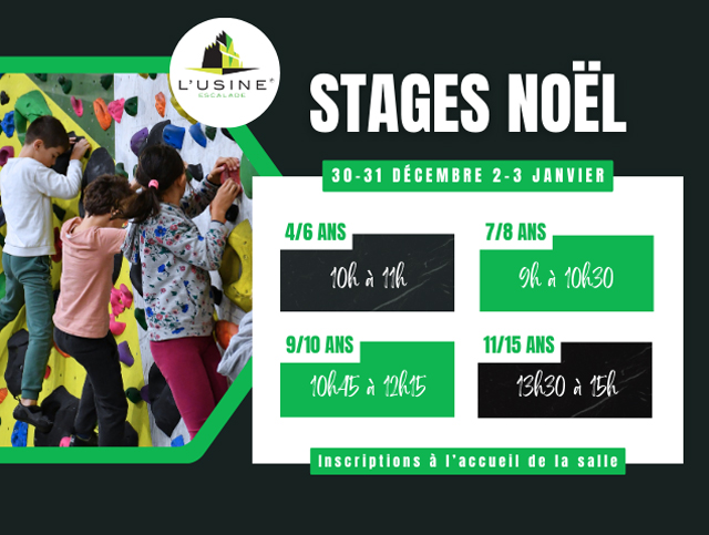 Stages Vacances Enfants Escalade Du 30/12/2024 au 3/1/2025